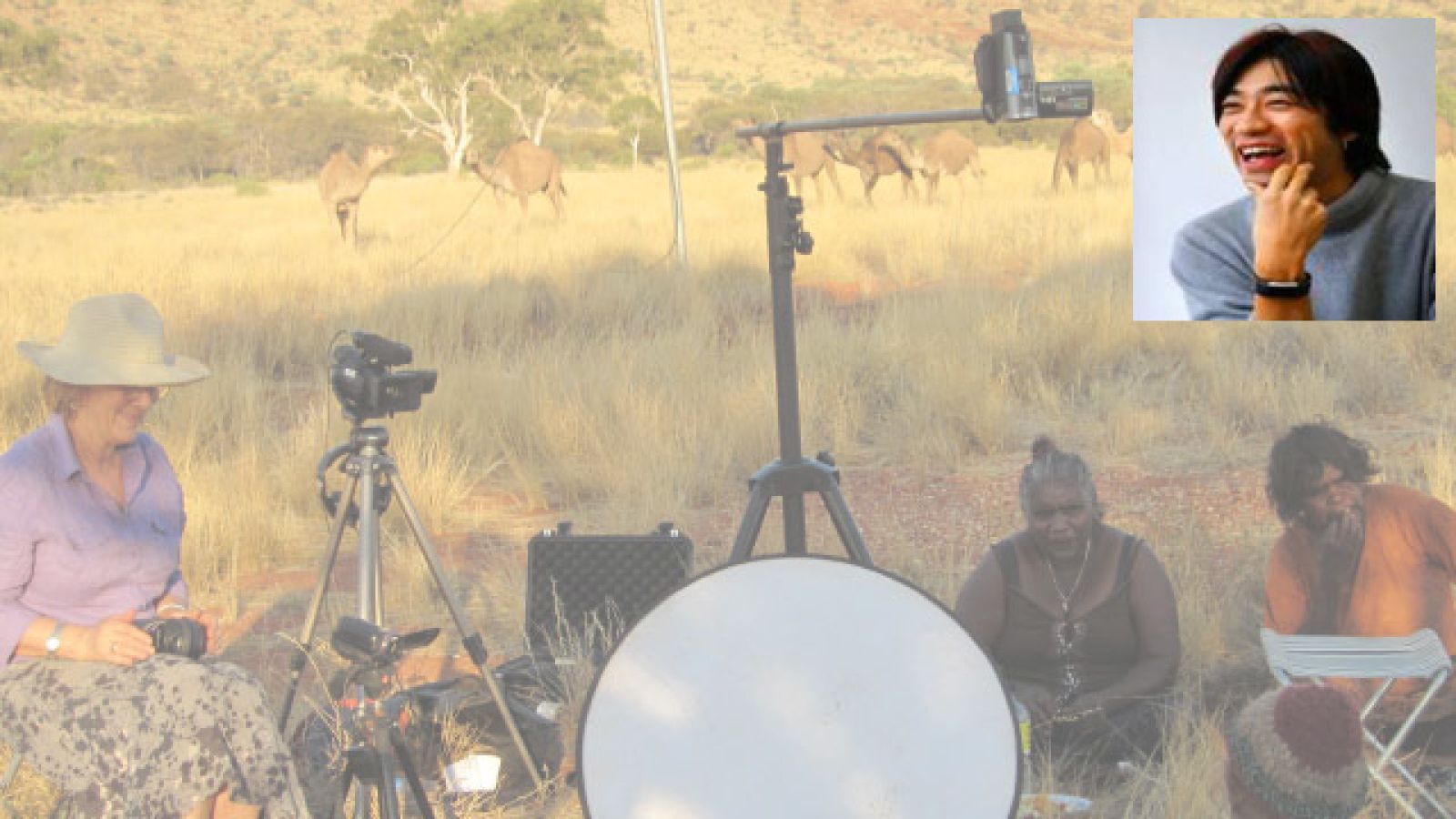  Minoru Hokari (inset) and ANU researchers in remote central Australia
 