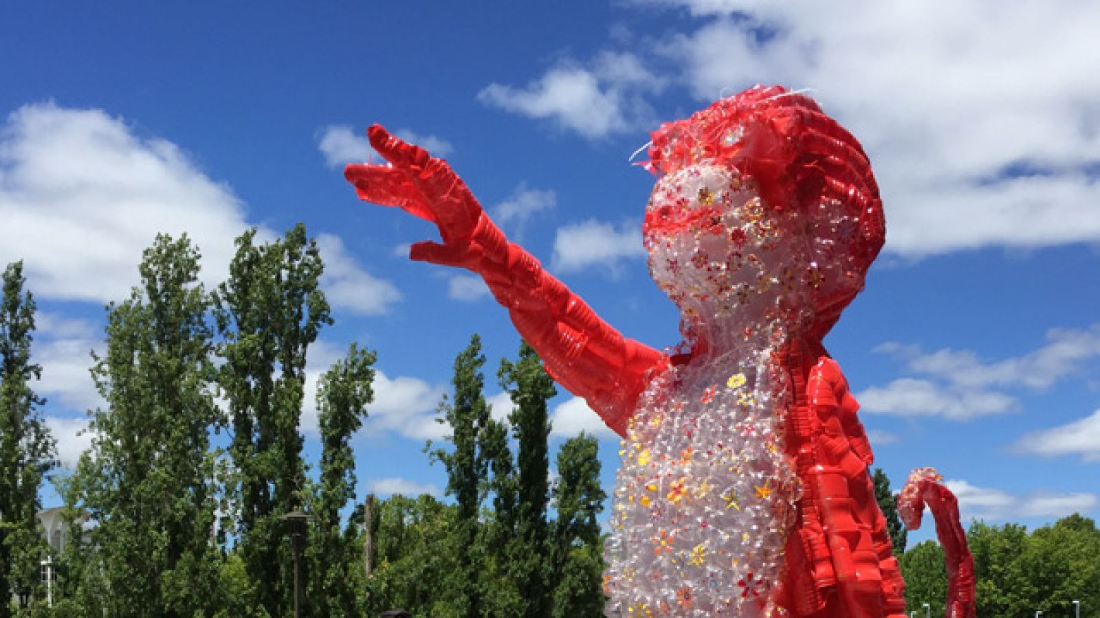  Claire Tracey created the work from hundreds of cleaned bottles, some of which she had found in storm water traps around Canberra.
 