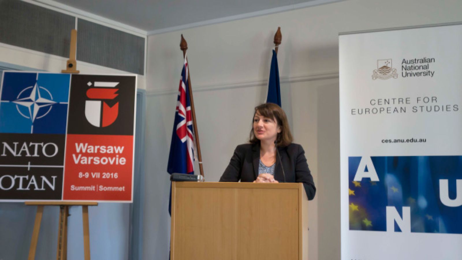  Lisa Picheny, a political officer from NATO headquarters, addresses the gathering
 
