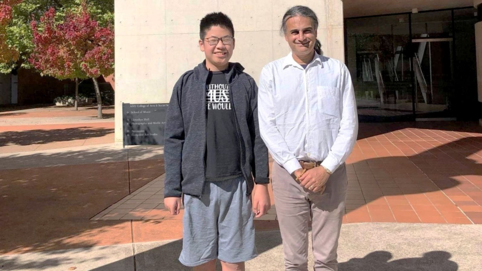 Nathanael with Professor Kim Cunio, Head of the School of Music at ANU. Pic: Chris Koh