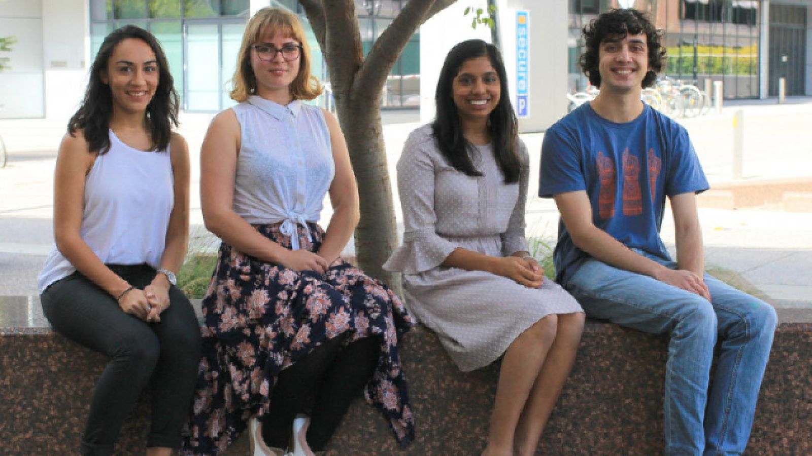 Westpac scholarship recipients Abi Rajkumar, Alina Rizvi, Olivia Pursey and Hanif Patel. Image: Sayan De.
